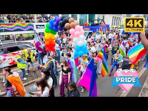 Pride Parade 2025 in Birmingham City Centre | Full Tour in 4K